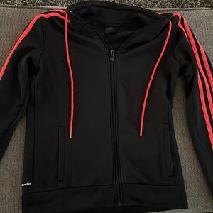 Black and flashy pink Adidas zip up